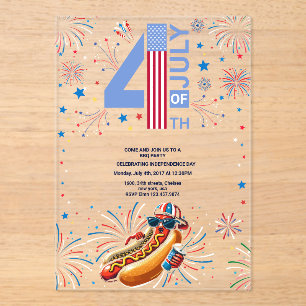 Grillen Party Feuerwerk am Unabhängigkeitstag 4. J Acryleinladungen