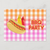 GRILLEN Party Gingham Tablecloth Hot Dog Kondition Postkarte (Vorderseite)
