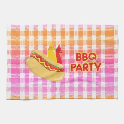 GRILLEN Party Hot Dog mit Bedingungen Geschirrtuch (Horizontal)