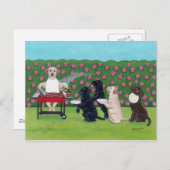 GRILLEN Party Labrador im Azalea Garten Postkarte (Vorne/Hinten)