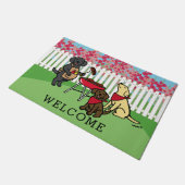 GRILLEN Party Labradors Hollyhock Blume Fußmatte (Schrägansicht)