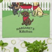 Grillen Party Labradors Hollyhock Geschirrtuch (Gefaltet)