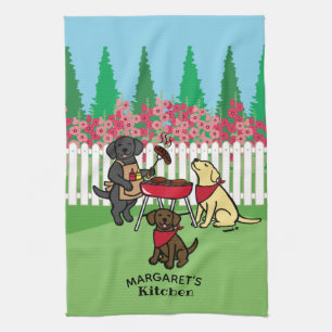 Grillen Party Labradors Hollyhock Geschirrtuch