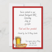 GRILLEN Party mit Bier und Hotdogs Einladung (Vorderseite)