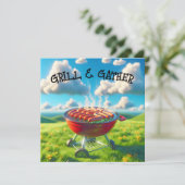 GRILLEN Party mit Grillhunden Einladung (Stehend Vorderseite)