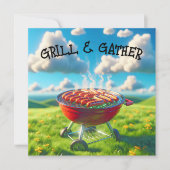 GRILLEN Party mit Grillhunden Einladung (Vorderseite)