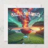 GRILLEN Party mit Rauchgrill Einladung (Vorderseite)