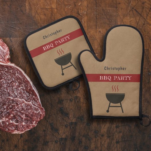 GRILLEN Party Ofenhandschuh & Topflappen-Set