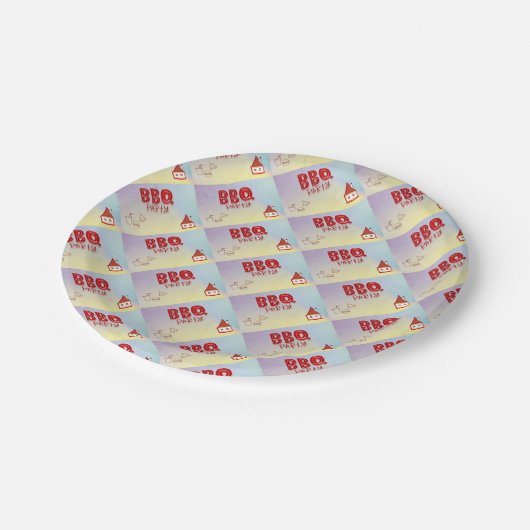 GRILLEN Party Pappteller (Schrägansicht)