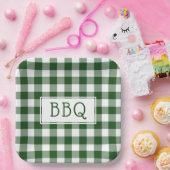 Grillen Party von Green und White Gingham Pappteller (Party)
