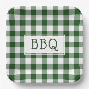 GRILLEN Party von Green und White Gingham Pattern  Pappteller