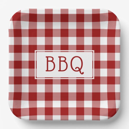 Grillen-Party von Red and White Gingham Pattern Pappteller (Vorderseite)