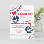 Grillen Party Worker Patriotic Einladung (Stehend Vorderseite)