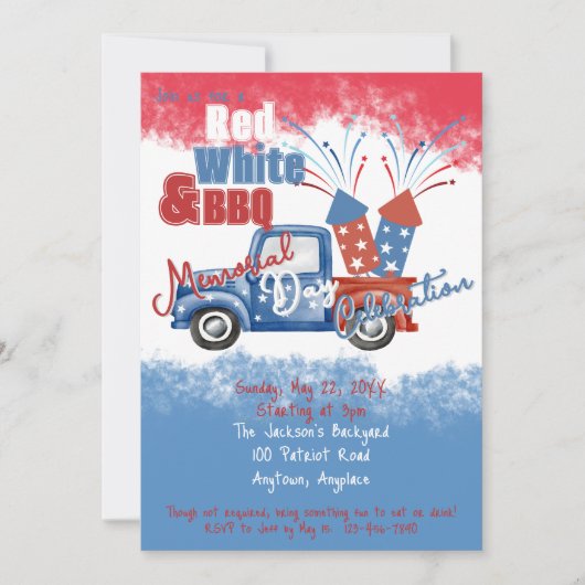 Grillen-Party zum Gedenktag - Unabhängigkeit Einladung (Vorderseite)