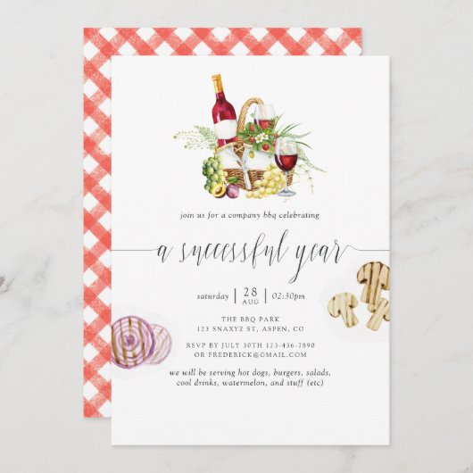 Grillen Picnic Add-Logo Einladung (Vorne/Hinten)