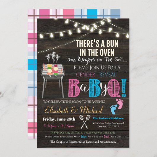 GRILLEN Picnic Invitation zur Aufdeckung von Baby- Einladung (Vorne/Hinten)