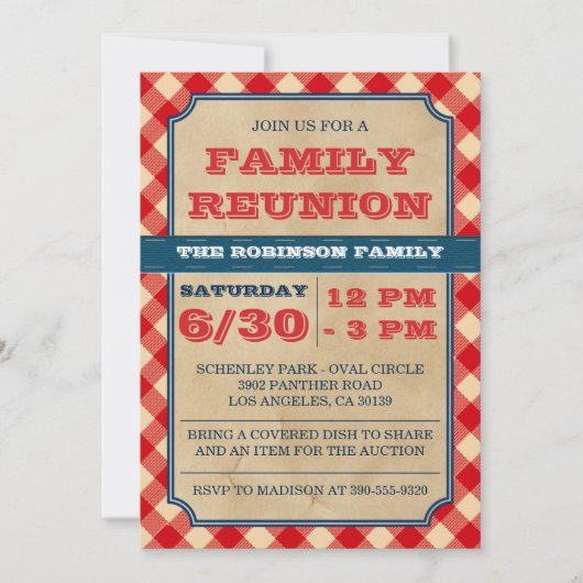 GRILLEN Picnic Rustic Family Wiedersehen Einladung (Vorderseite)