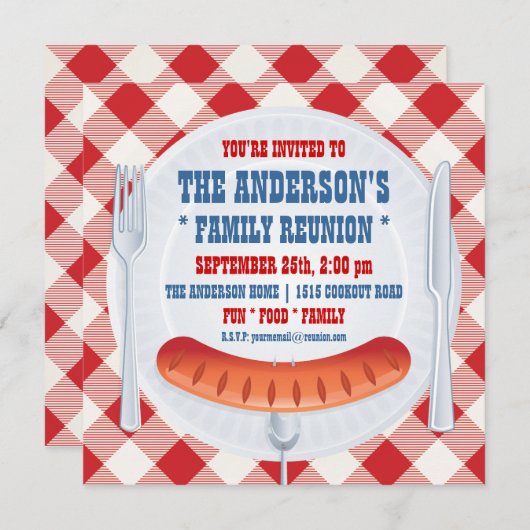 GRILLEN PINIC FAMILY WIEDERSEHEN INVITATION EINLADUNG (Vorne/Hinten)