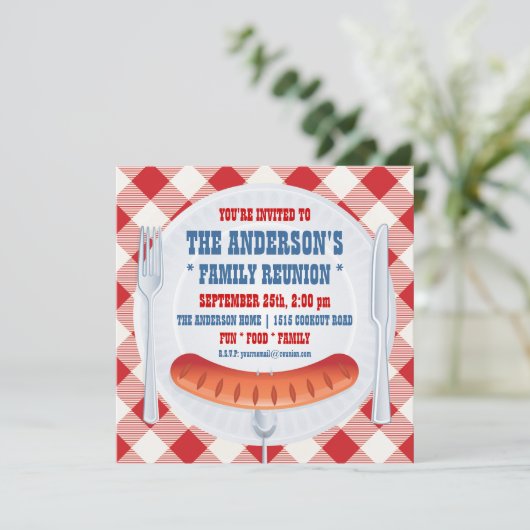 GRILLEN PINIC FAMILY WIEDERSEHEN INVITATION EINLADUNG (Stehend Vorderseite)