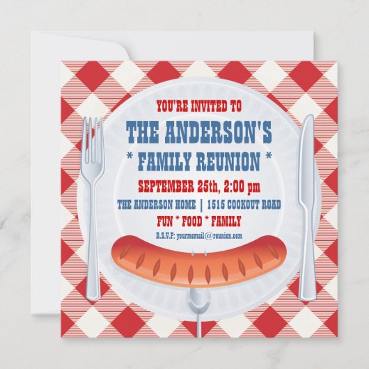 GRILLEN PINIC FAMILY WIEDERSEHEN INVITATION EINLADUNG (Vorderseite)