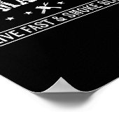 Grillen Pitmaster mit Fleischgabel und Keilriemen Poster (Ecke)