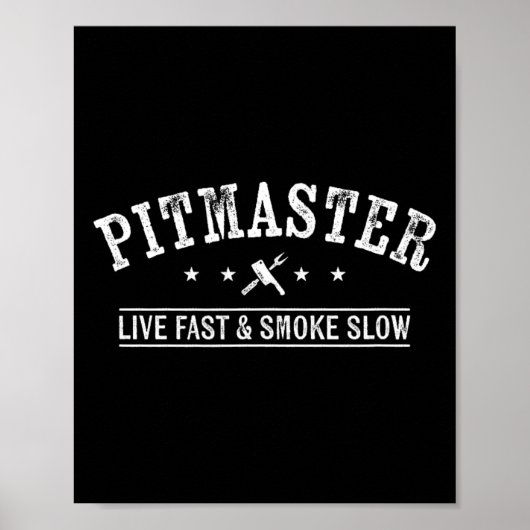Grillen Pitmaster mit Fleischgabel und Keilriemen Poster (Vorne)