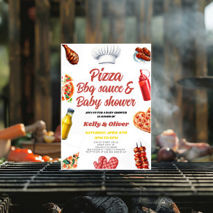 GRILLEN Pizza Gender Natural Baby Dusche Einladung