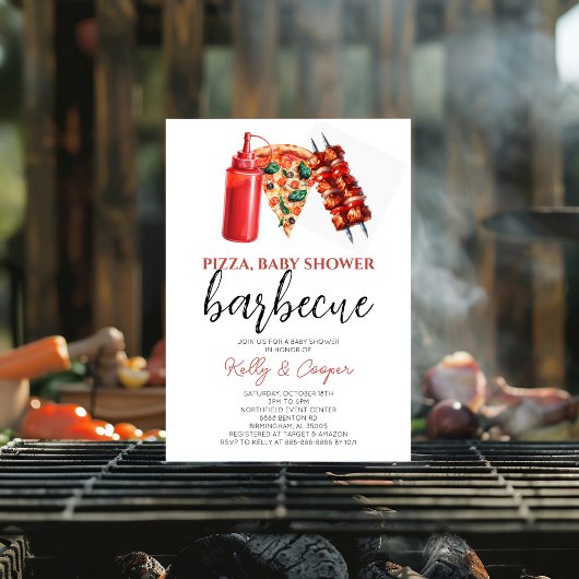 GRILLEN Pizza Gender Natural Baby Dusche Einladung
