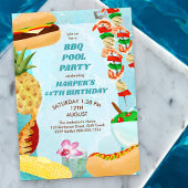 GRILLEN Pool Party Geburtstagseinladung Einladung