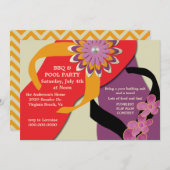 GRILLEN & Pool Party Umdreh Flop Einladung Honig (Vorne/Hinten)