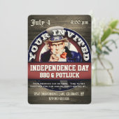 Grillen Potluck zum Tag der Unabhängigkeit Einladung (Stehend Vorderseite)