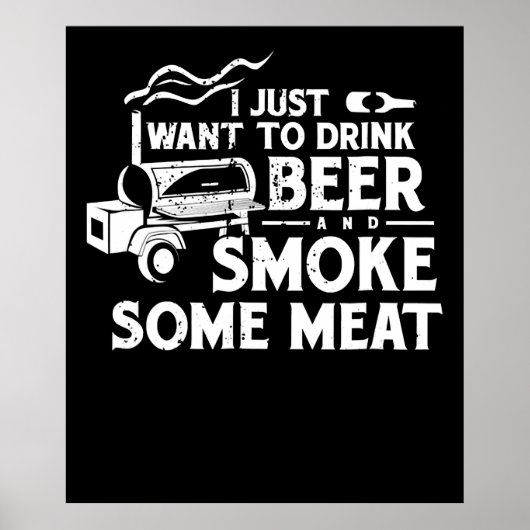 GRILLEN Rauchen Pitmaster Gift Drink Bier Rauchfle Poster (Vorne)