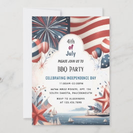 Grillen Red White Blue USA Flag 4. Juli Party Einladung