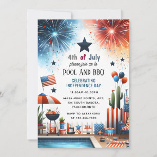 Grillen Red White Blue Usa Flag 4. Juli Party Einladung