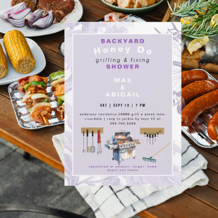 Grillen & Reparieren Lavendel-Paare-Brautparty  Einladung