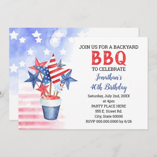 GRILLEN Rot-Weiß-Geburtstagsparty Einladung (Vorne/Hinten)