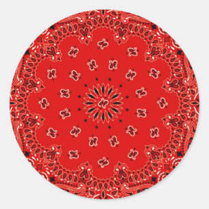 GRILLEN roter Paisley-Westernbandana-Schal-Druck Runder Aufkleber