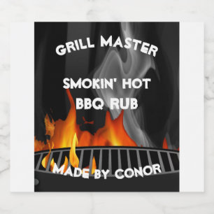 GRILLEN Rub 4 x 3,5" Set für Lebensmittel und Getr Bierflaschenetikett