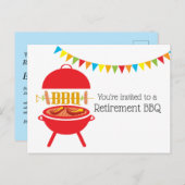 Grillen Ruhestand Party, Grill, Grillen Grill, wil Einladungspostkarte (Vorne/Hinten)