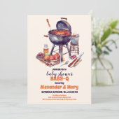 GRILLEN Rustic Couples Baby Shower BabyQ Einladung (Stehend Vorderseite)