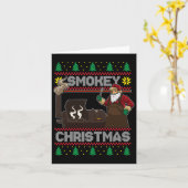 Grillen Santa Grilling Roast auf Smoker hässlich S Karte (Gelbe Blume)