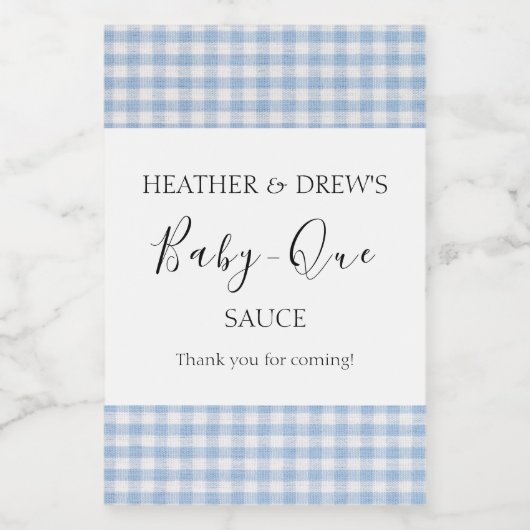 GRILLEN Sauce Custom Baby Dusche Barbecue Boy Blue Weinetikett (Einzelnes Label)