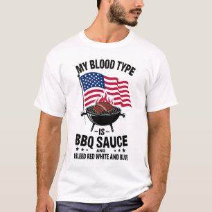 Grillen Sauce Red White Blue 4. Juli zum Bluttyp T-Shirt