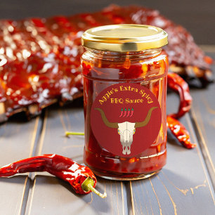 Grillen Sauce von Kuh Skull Runder Aufkleber