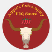 Grillen Sauce von Kuh Skull Runder Aufkleber (Vorderseite)