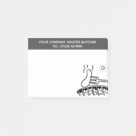 GRILLEN Sausage Butcher Illustration Theme Post-it Klebezettel (Vorderseite)