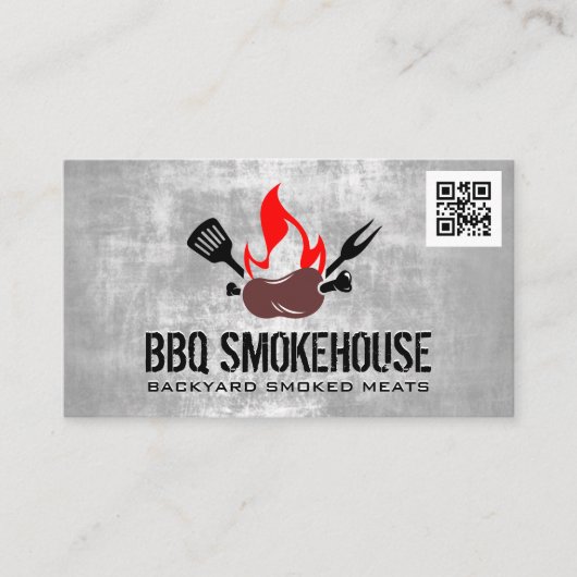 GRILLEN Sausage Fire | qr Code Business Card Visitenkarte (Vorderseite)