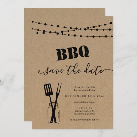 GRILLEN Save the Date Karte (Vorne/Hinten)