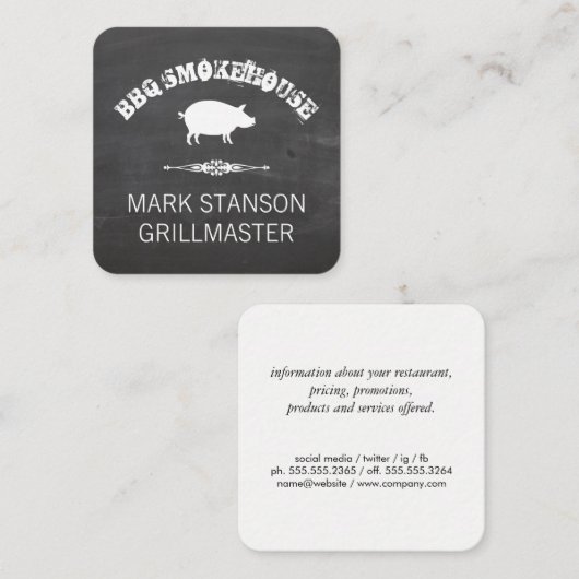 GRILLEN/Schweinefleisch/Khalk Hintergrund Quadratische Visitenkarte (Vorne/Hinten)