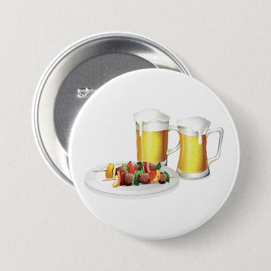 GRILLEN Skewers und Bier Summer Cookie Button (Vorne & Hinten)